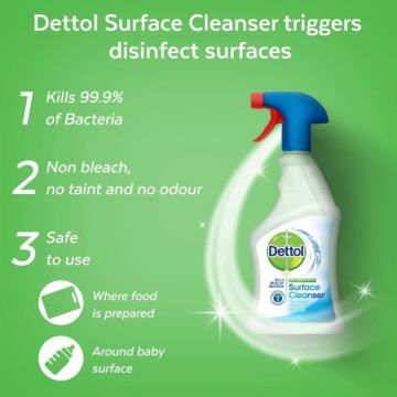 Dettol Antibacterial Surface Cleaning Spray, 750 ml (Pack of 3)